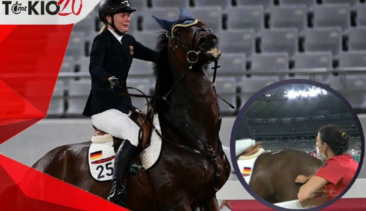 Descalifican a entrenadora alemana por golpear un caballo en la final de Pentatlón Moderno 3 golpea caballo 1