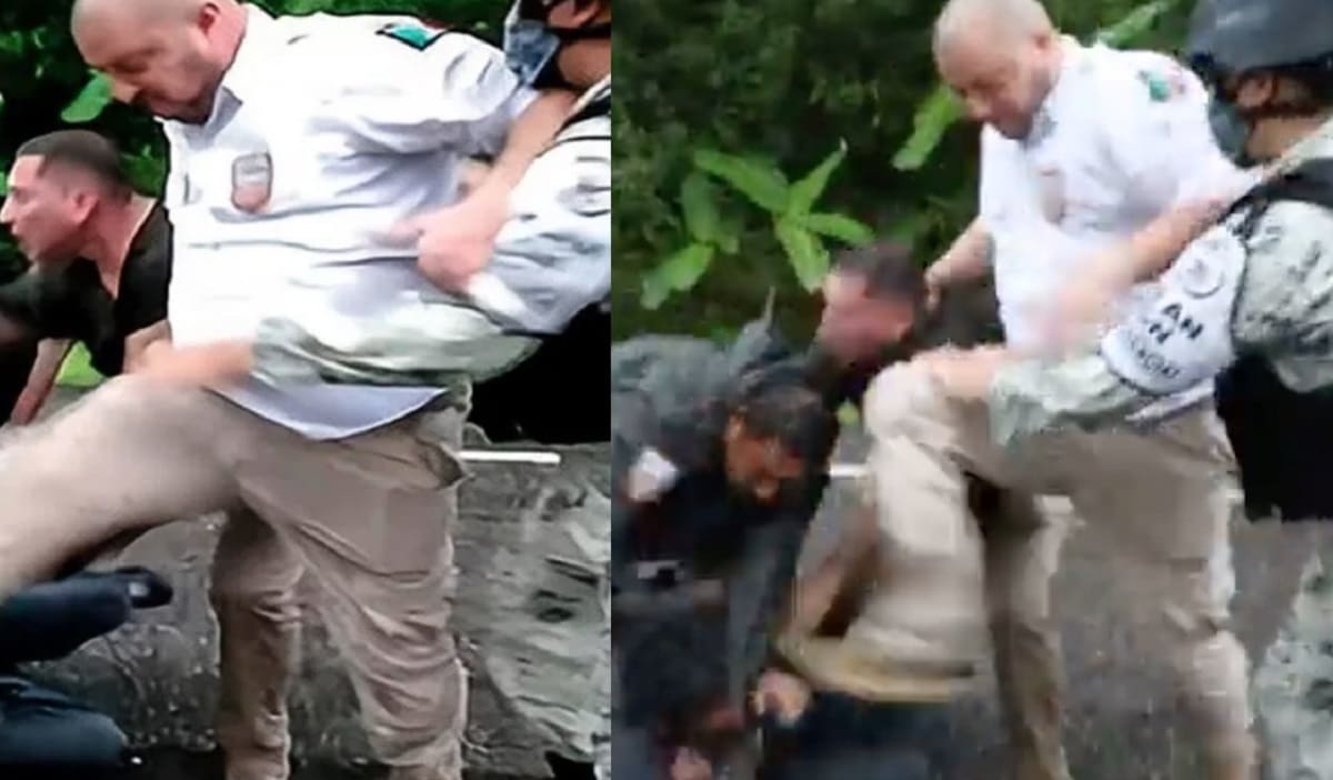 Agente del INM patea a un migrante en la cara en Chiapas 1 patea a un migrante 1