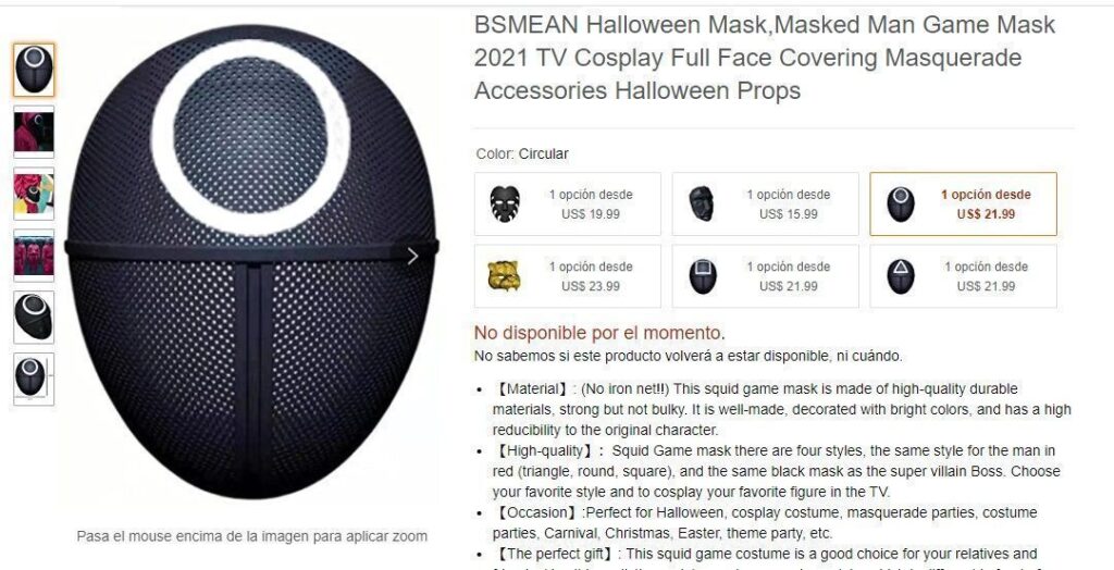 disfraz del juego del Calamar