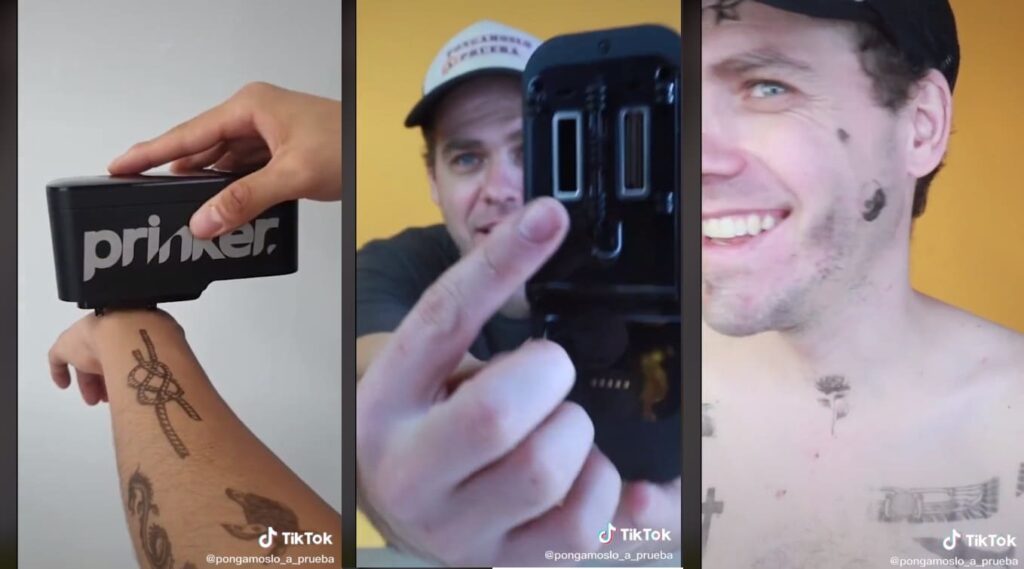 ¡Viral! TikToker pone a prueba impresora de tatuajes