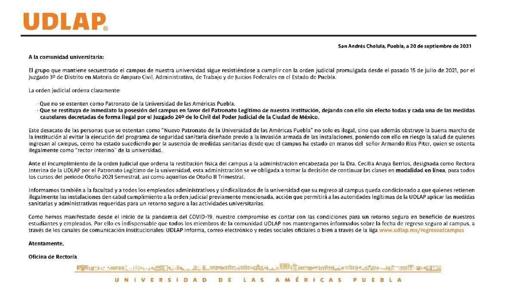 Fundación Jenkins suspende clases presenciales en la UDLAP 2 UDLAP