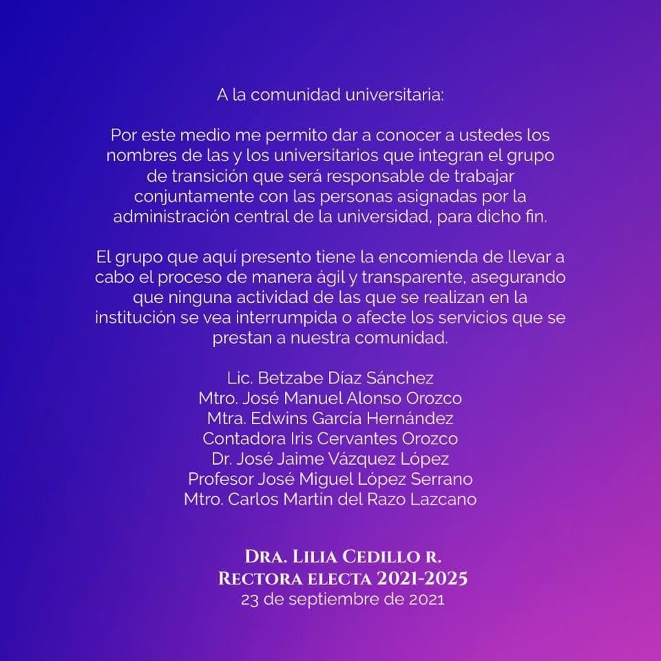 Equipo de transición de Lilia Cedillo 