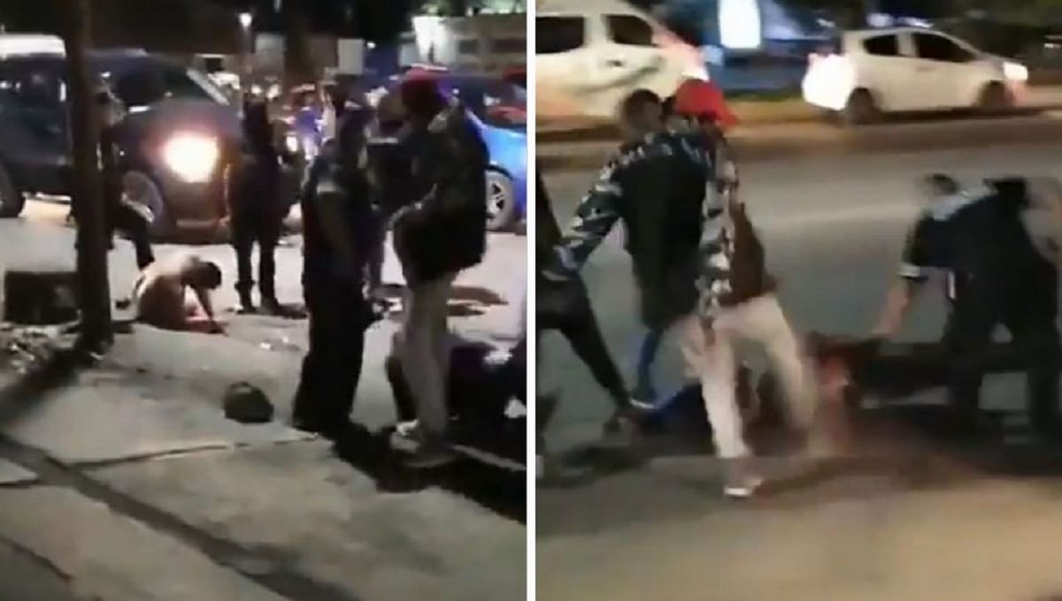 VIDEO: Dos presuntos asaltantes fueron brutalmente golpeados por pasajeros en la México-Texcoco 1 golpean a asaltante 1