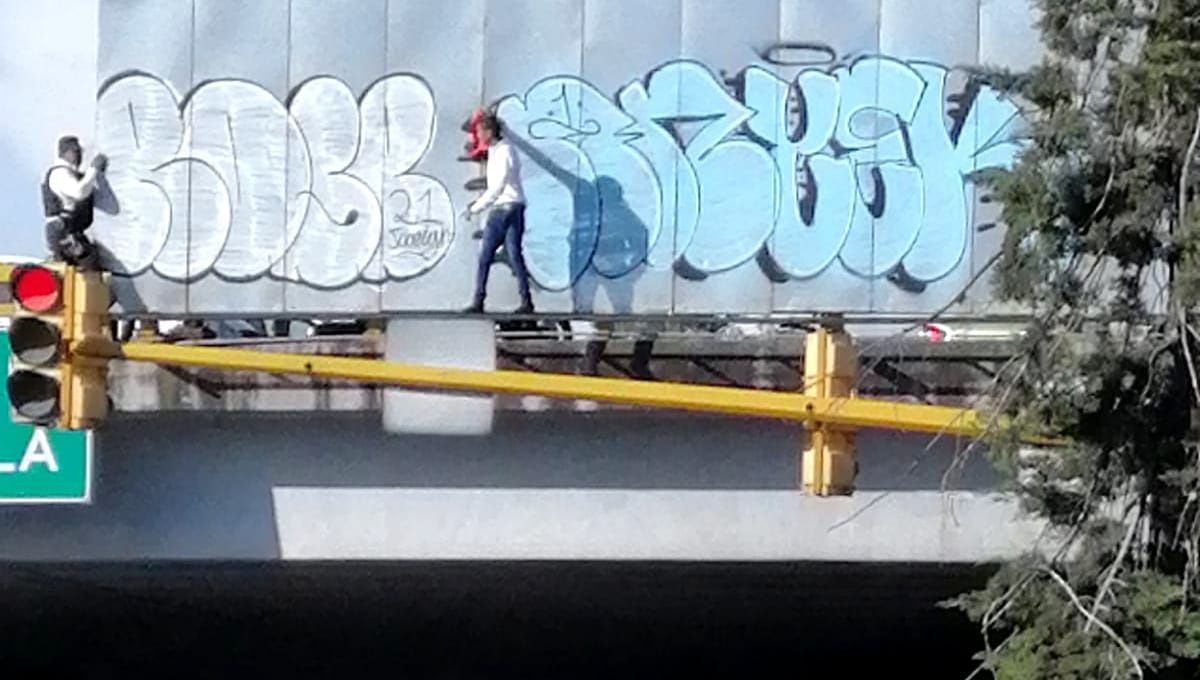 VIDEO: Rescatan a joven que intentó arrojarse del puente del Anillo Periférico 2 puente