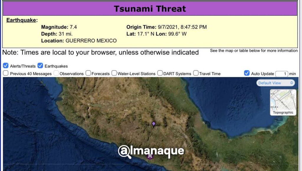 sismo 7.1 tsunami Guerrero