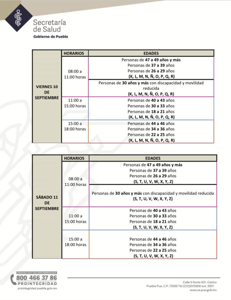 logística de vacunación para 44 municipios de Puebla