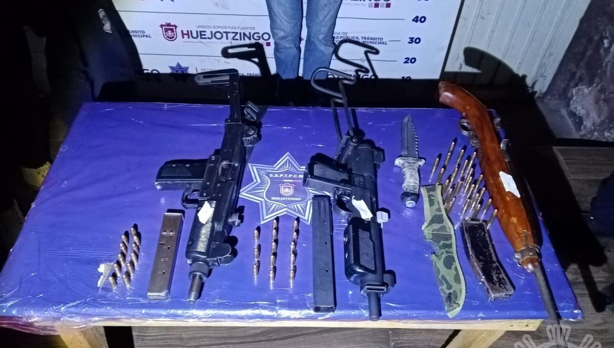 En Huejotzingo, Policía Estatal detiene a cuatro personas con armas de fuego 1 detenidos Huejotzingo armas largas 1