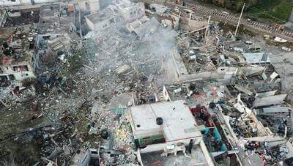 La toma aérea de la tragedia en San Pablo Xochimehuacan 3 explosion Xochimehuacan