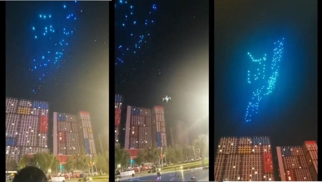 lluvia masiva de drones en china