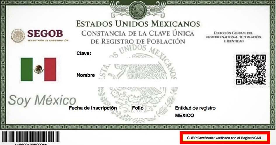 CURP Certificada