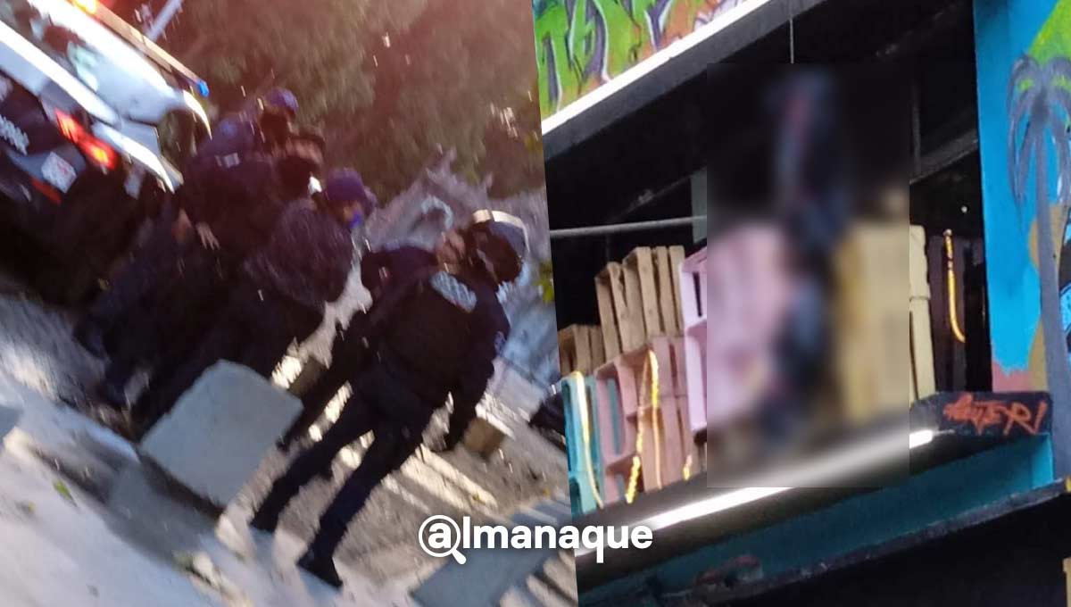 Cuelgan “embolsado” por Halloween en las licuachelas de la Juárez y llega la policía 3 portada adorno halloween Avenida Juarez