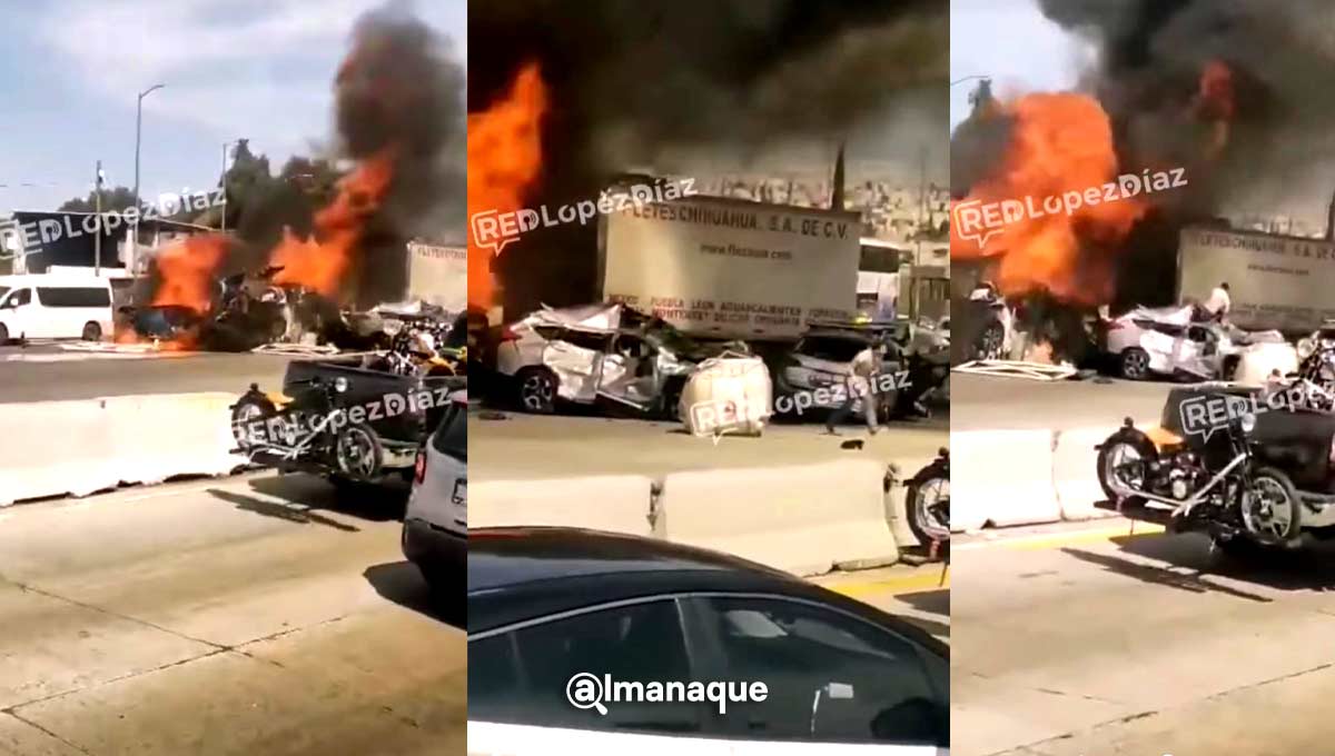VIDEO: Conductor escapa milagrosamente de su camioneta en accidente de la México-Puebla 2 accidente Mexico Puebla trailer
