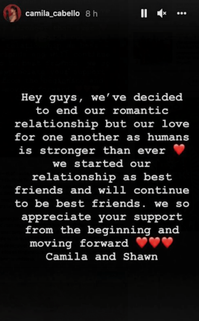 Camila Cabello y Shawn Mendes ponen fin a su noviazgo después de dos años 5 Camila Cabello y Shawn Mendes