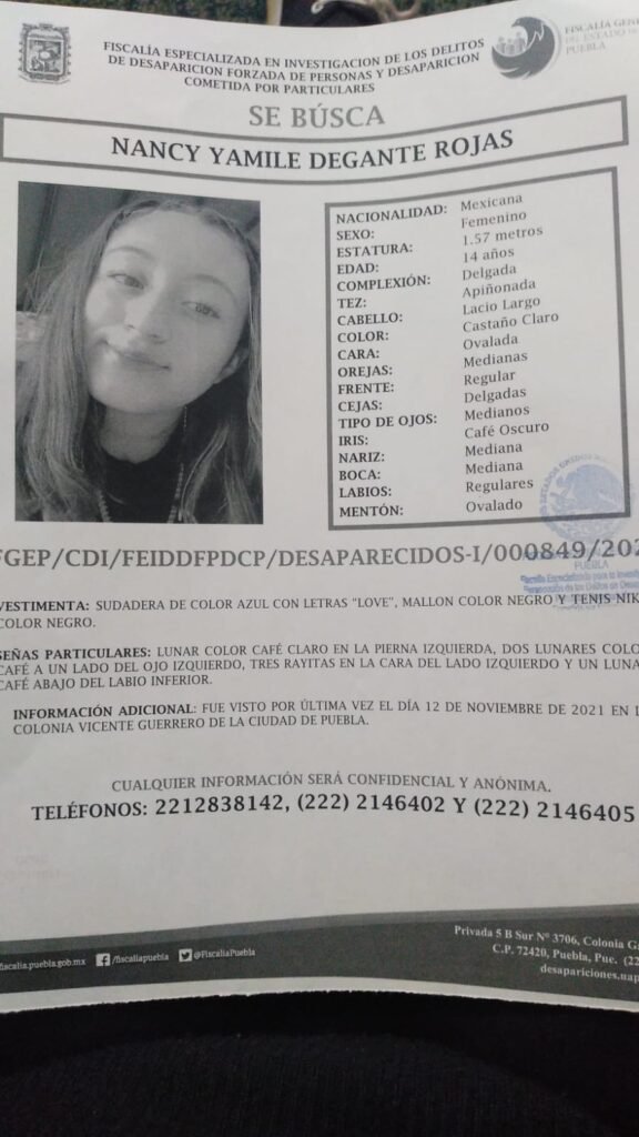 ¡Ayuda! Buscan a Nancy Yamile de 14 años en Puebla; lleva dos días desaparecida 6 Nancy Yamile