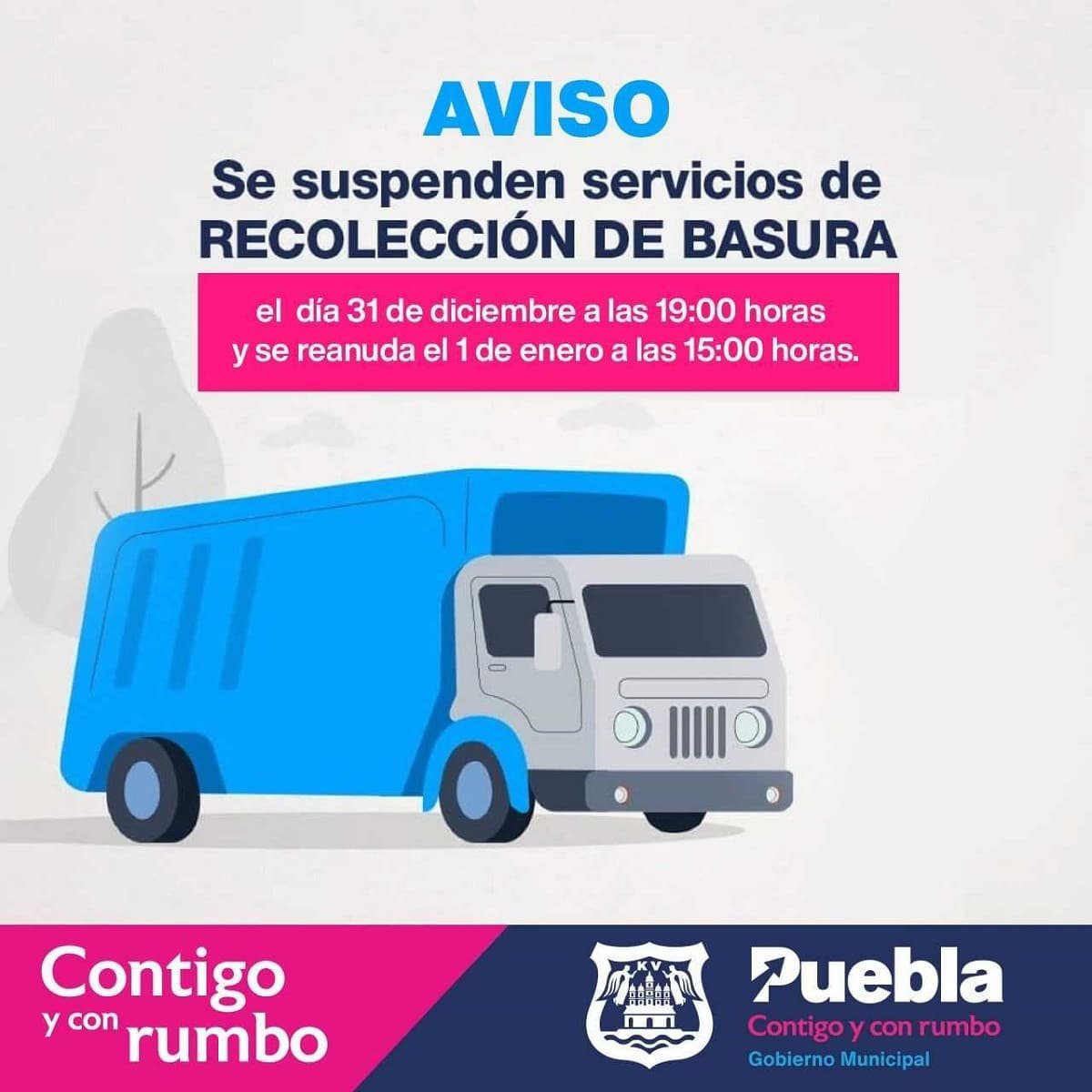 Ayuntamiento de Puebla garantizará servicio de recolección de basura este fin de año 4 Ayuntamiento