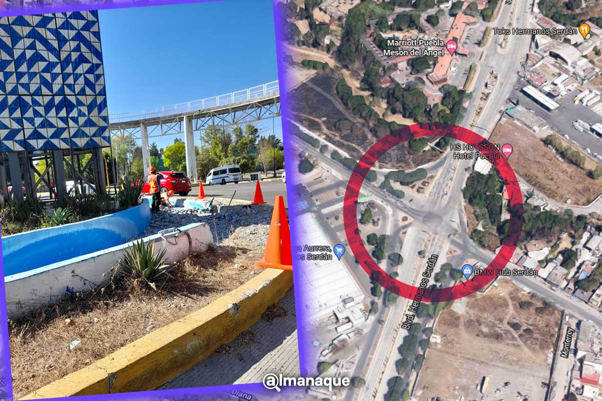 Rotonda del bulevar Hermanos Serdan sera retirada