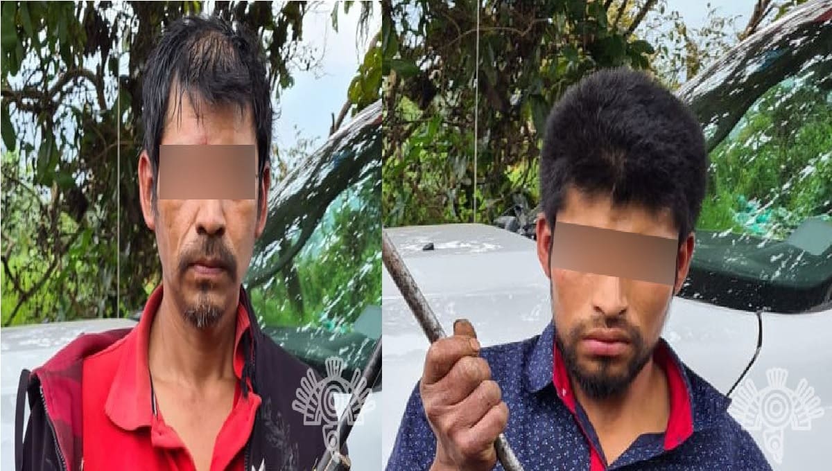 Por presunta posesión ilegal de armas, Policía Estatal detiene a dos hombres en Huauchinango 1 detenidos armas de fuergo huauchinango 1