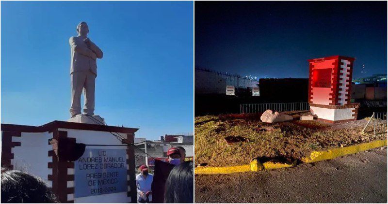 Derriban estatua de AMLO: no duró ni una semana 3 estatua amlo