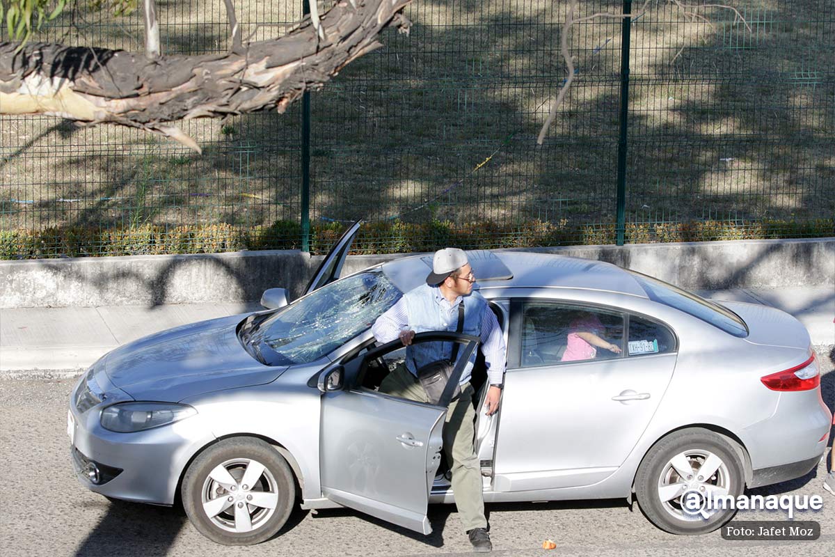 FOTOS: Estudiantes de la UDLAP rompen parabrisas de automovilista que les aventó el auto 3 auto parabrisas estrellado udlap 1