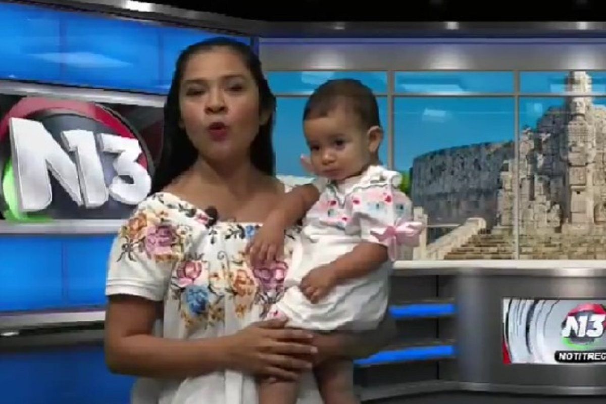 Conductora de Canal 13 en Yucatán da las noticias con su hija en brazos 2 conductora yucatan