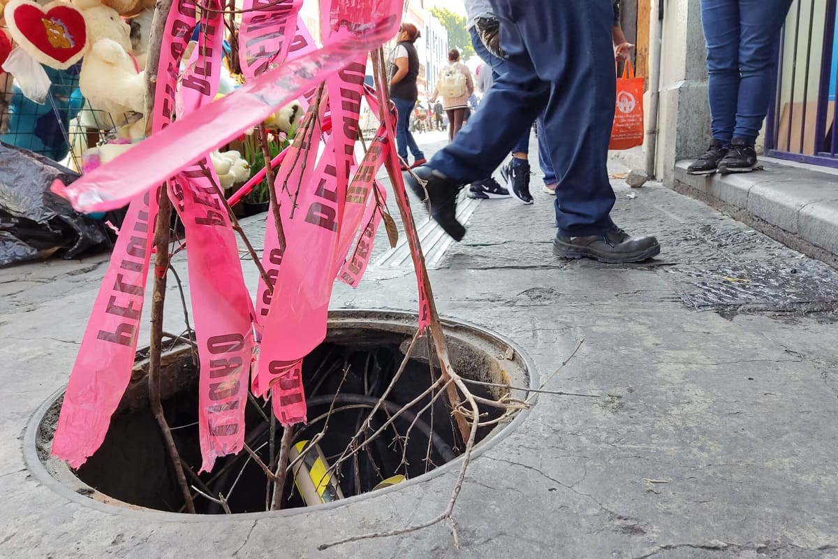 Anuncian operativos en la 46 Poniente por robo de tapas en Puebla 2 registro sin tapa 3 1