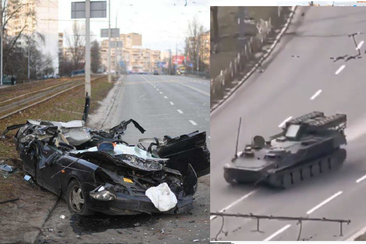 Indignante: Tanque ruso aplasta un auto en Ucrania (VIDEO) 2 tanque auto rusia ucrania optimized