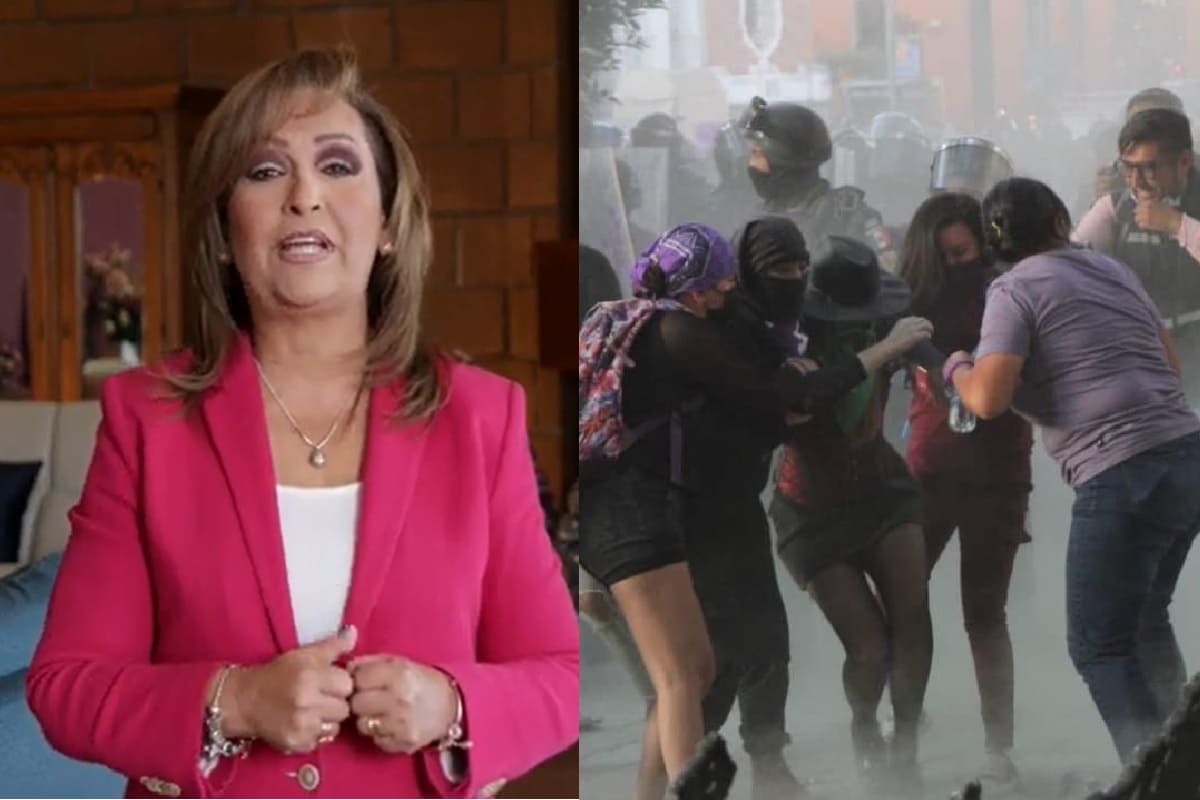 Feministas de Tlaxcala acusan de represora a Lorena Cuellar por granaderos durante marcha del #8M2022 2 Lorena cuellar represion feministas 1