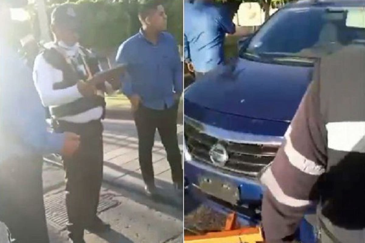 Hombre se enoja porque le inmovilizan su auto y cachetea a policía de tránsito en SLP (VIDEO) 4 cachetea a transito 1