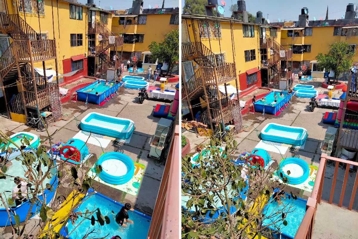 FOTOS: Vecinos de Tepito arman balneario dentro de unidad habitacional 2 balneario