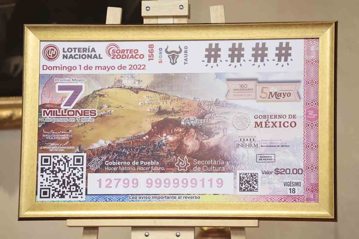 Lotería Nacional lanza billete conmemorativo de la batalla del 5 de Mayo 3 billete 5 de mauo