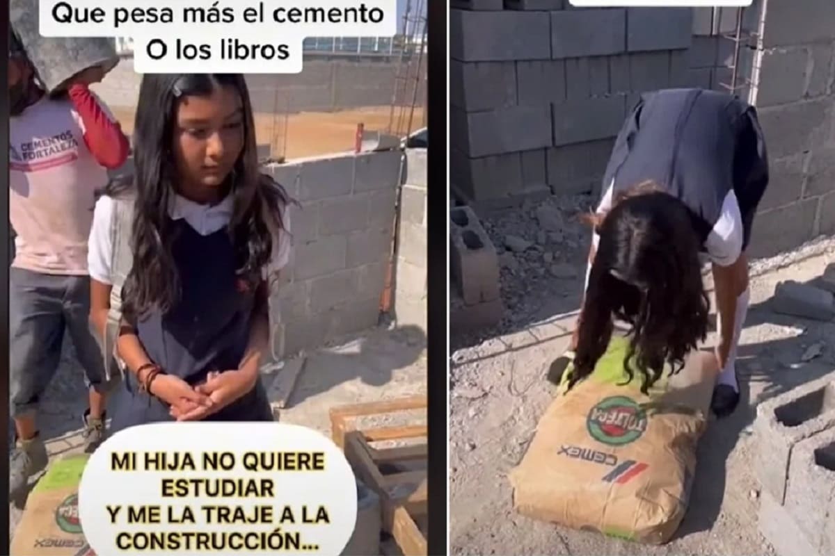 Padre albañil lleva a su hija a trabajar a la obra; quería dejar la escuela para hacer tiktoks 4 Albanil hija 1