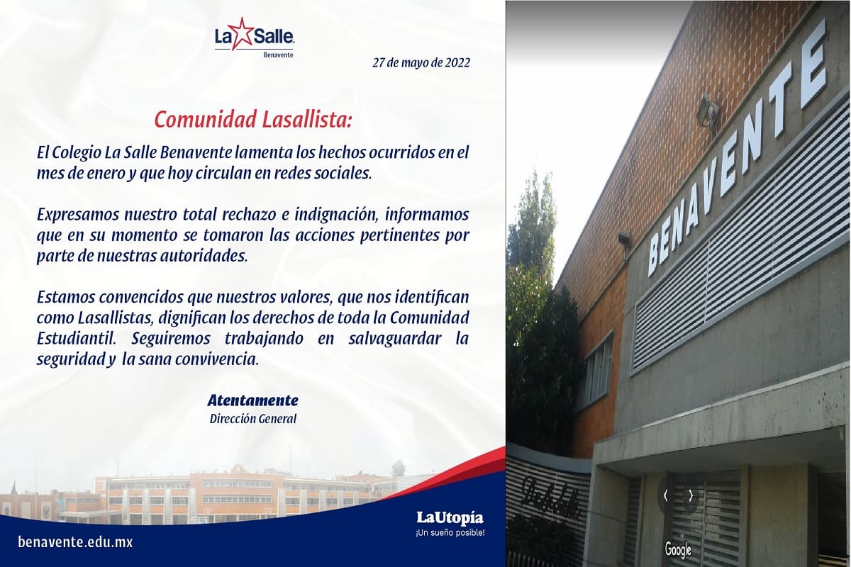 Con escueto comunicado, Colegio Benavente condena agresión escolar en su plantel 2 Comunicado colegio benavente puebla agresion 1