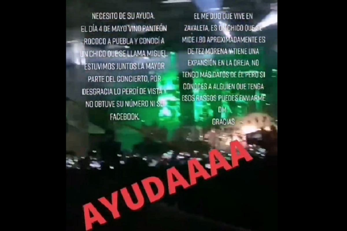 Poblana pide ayuda para encontrar a joven que conoció en concierto de Panteón Rococó y lo encuentra 4 amor en concierto de Panteon Rococo 1