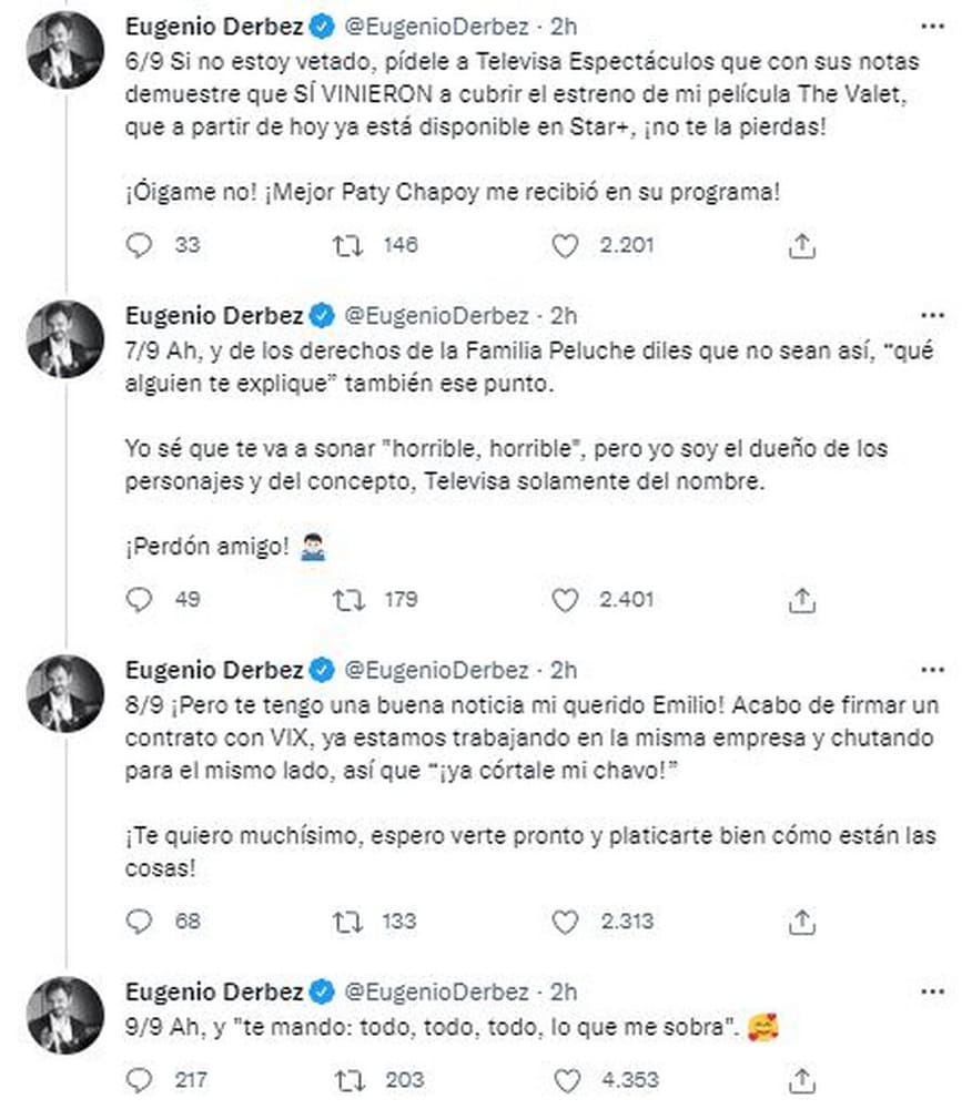 "¡Ya córtale mi chavo!": Eugenio Derbez responde a Emilio Azcárraga sobre veto de Televisa 8 derbez y azcarraga 1