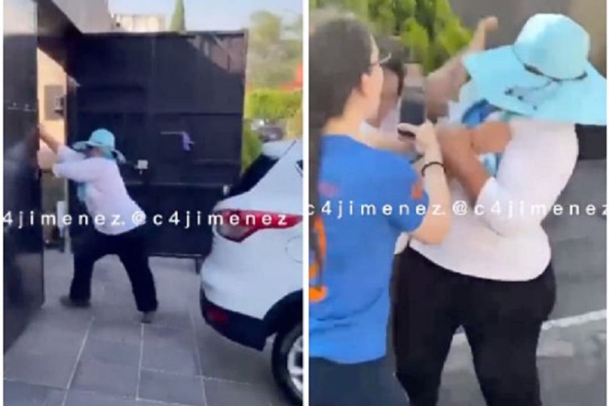 VIDEO: Vecinas pelean por una banqueta en la CDMX; una resulta sangrando 4 vecinas pelean 1