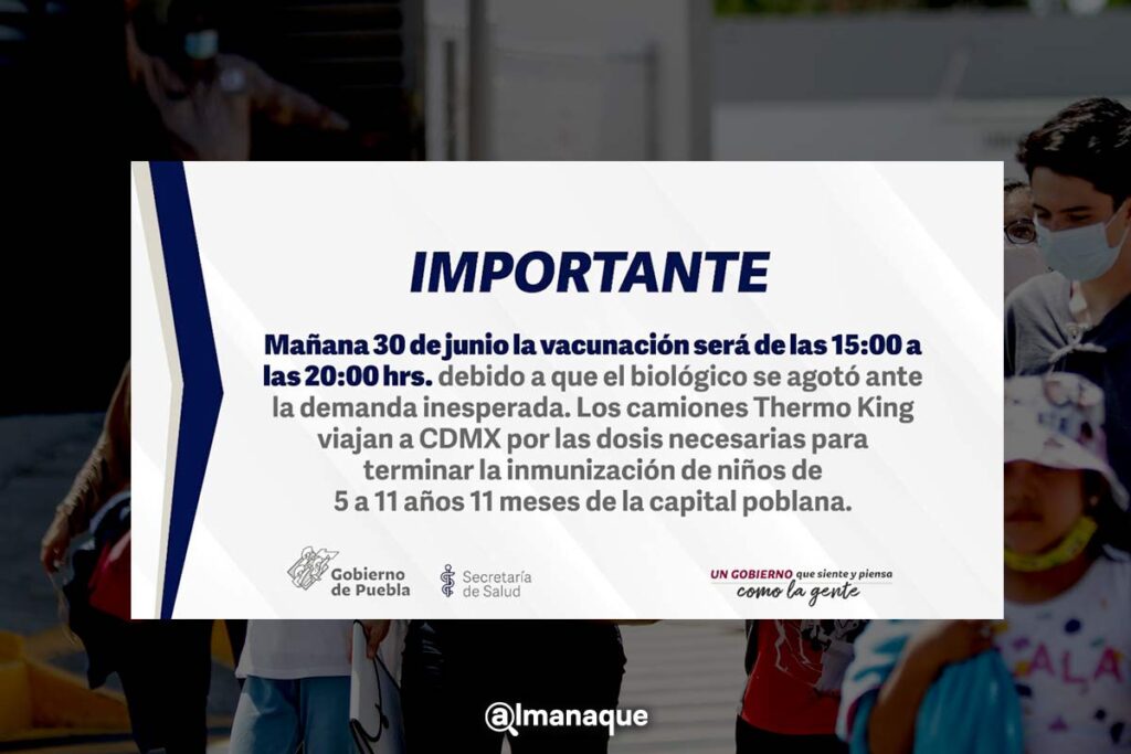 vacunacion ninos 30 junio horario