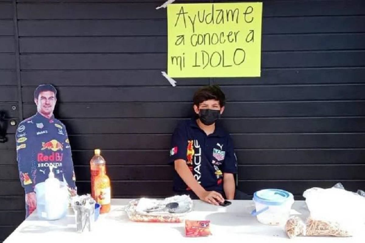 Niño que vendía botanas para conocer a Checo Pérez cumplirá su sueño 3 checo perez fan 1