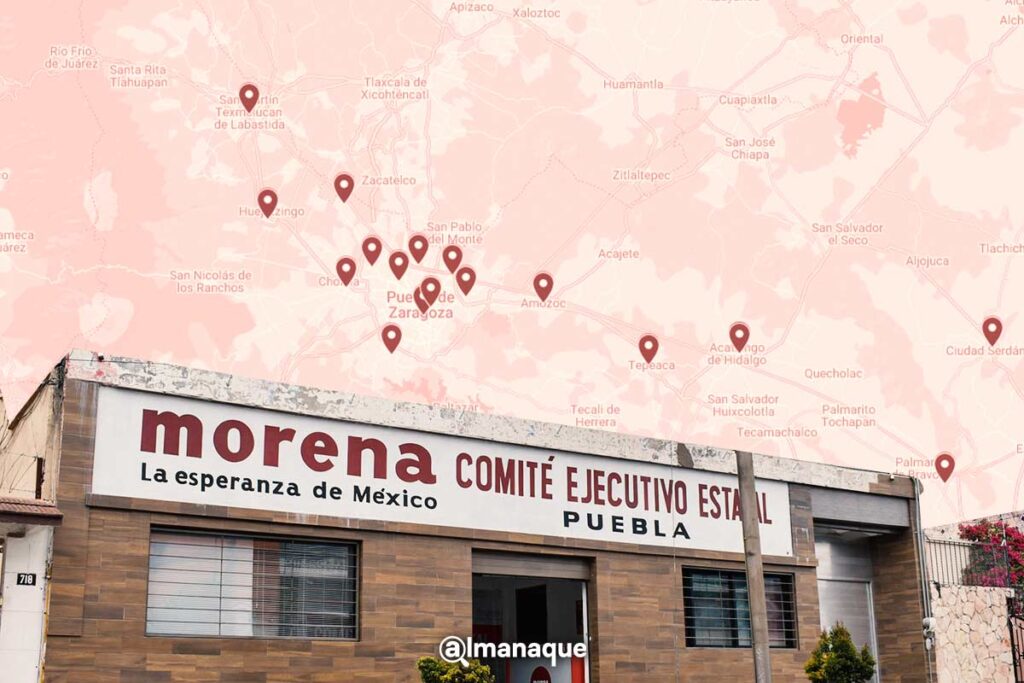 ubicacion de los 40 centros de votacion de Morena en Puebla