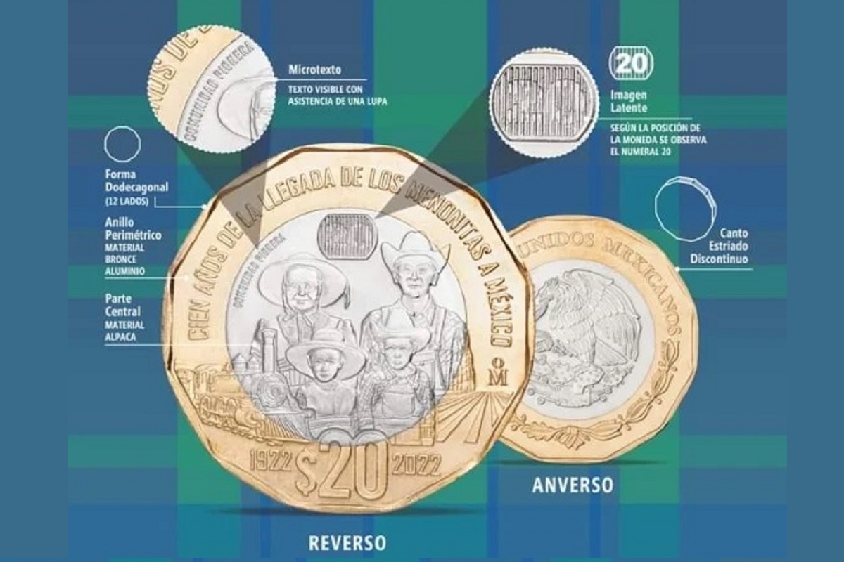Circula moneda de 20 pesos conmemorativa a los 100 años de la llegada de los Menonitas a México 4 banxico 1