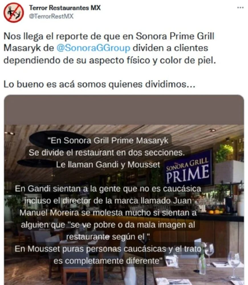 Denuncian a Sonora Grill Prime por discriminación; divide a sus clientes según su color de piel 8 Sonora Grill Prime