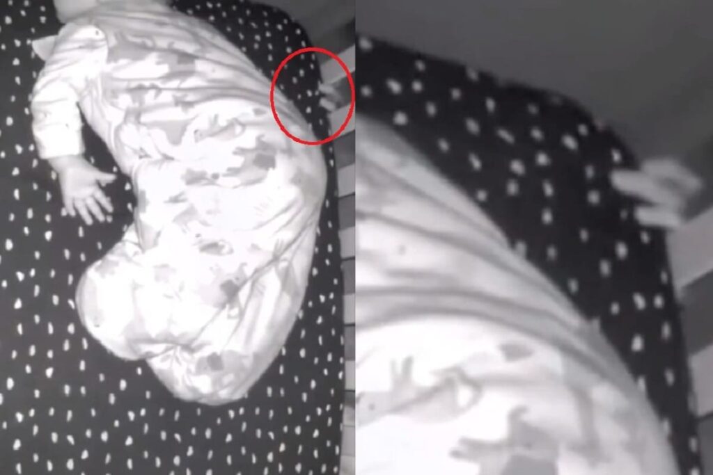 Captan supuesto fantasma molestando a bebe mientras dormia 1