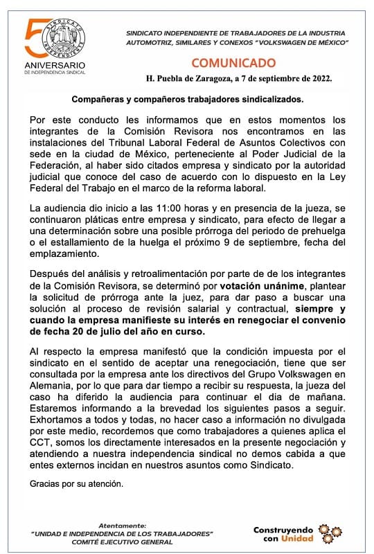 comunicado volkswagen