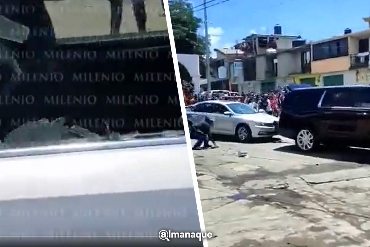 Con insultos y pedradas: Así corrieron a Norma Layón de Temaxcalac (VIDEOS) 2 videos texmelucan protesta Norma Layon