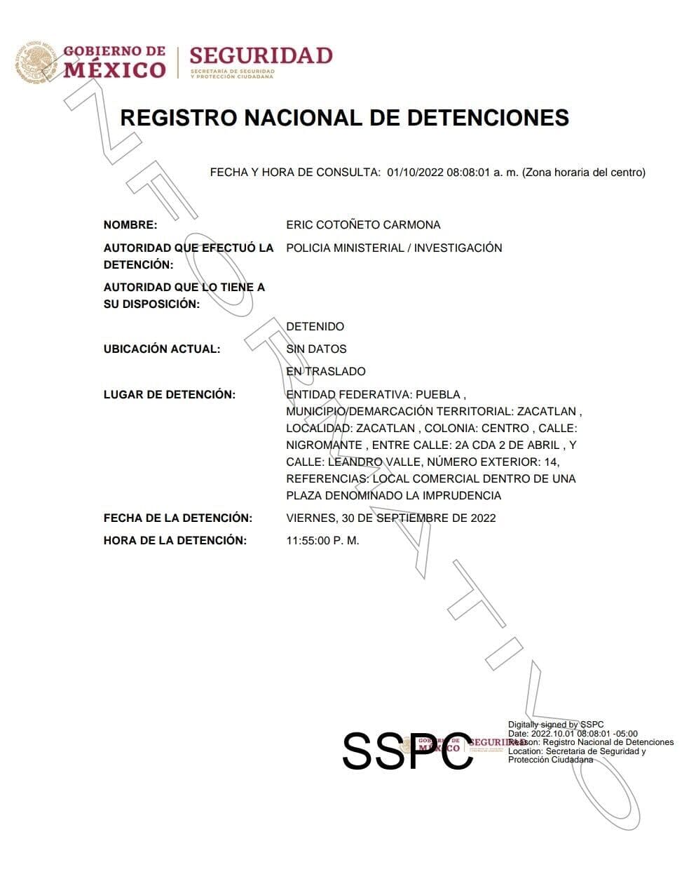 Detienen a Eric Cotoñeto 