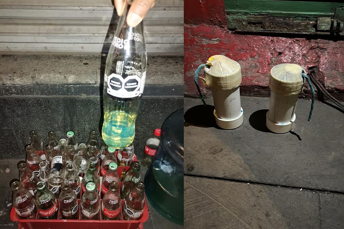 Decomisan bombas molotov a normalistas de Teteles en la CDMX 4 bombas normalistas 1