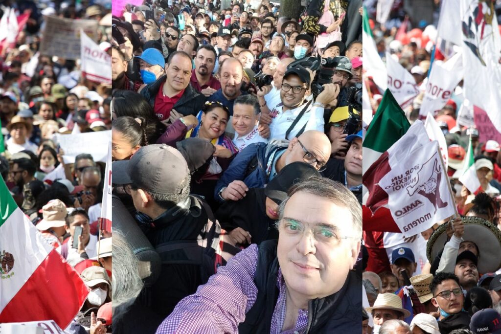 escupen a marcelo ebrard en marcha