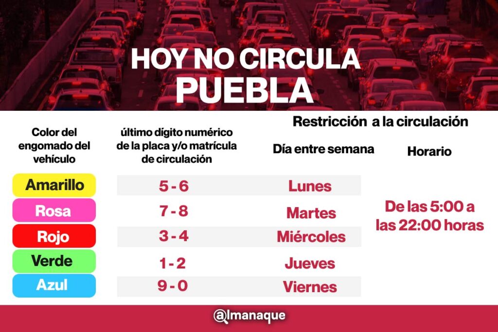 portada tabla hoy no circula puebla dias