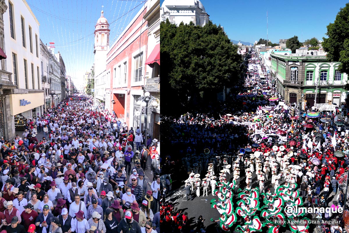 Marchan 100 mil poblanos en favor de la Cuarta Transformación en Puebla 13 marcha a favor 4t Puebla 13