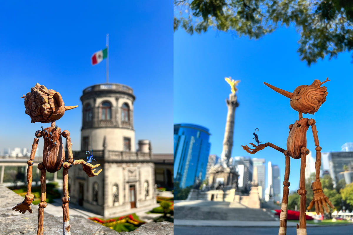 Pinocho por el mundo: el personaje de Guillermo del Toro visitó el Castillo de Chapultepec 3 pinocho cdmx 1