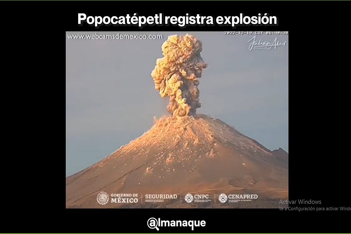 VIDEOS: Popocatépetl registra dos explosiones este 19 de diciembre 2 popocatepetl